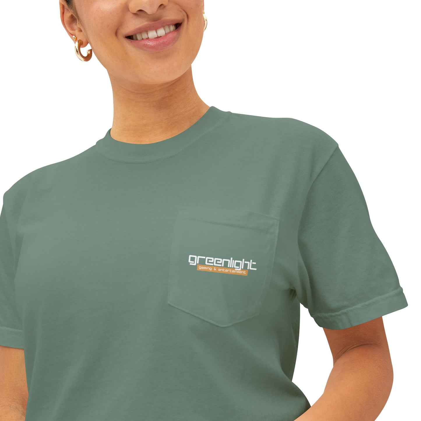 Unisex Garment-Dyed Pocket T-Shirt w/ Greenlight Gaming Logo