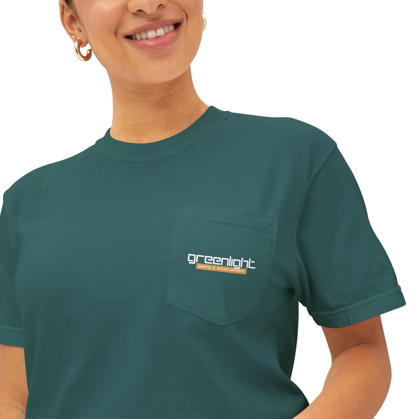 Unisex Garment-Dyed Pocket T-Shirt w/ Greenlight Gaming Logo